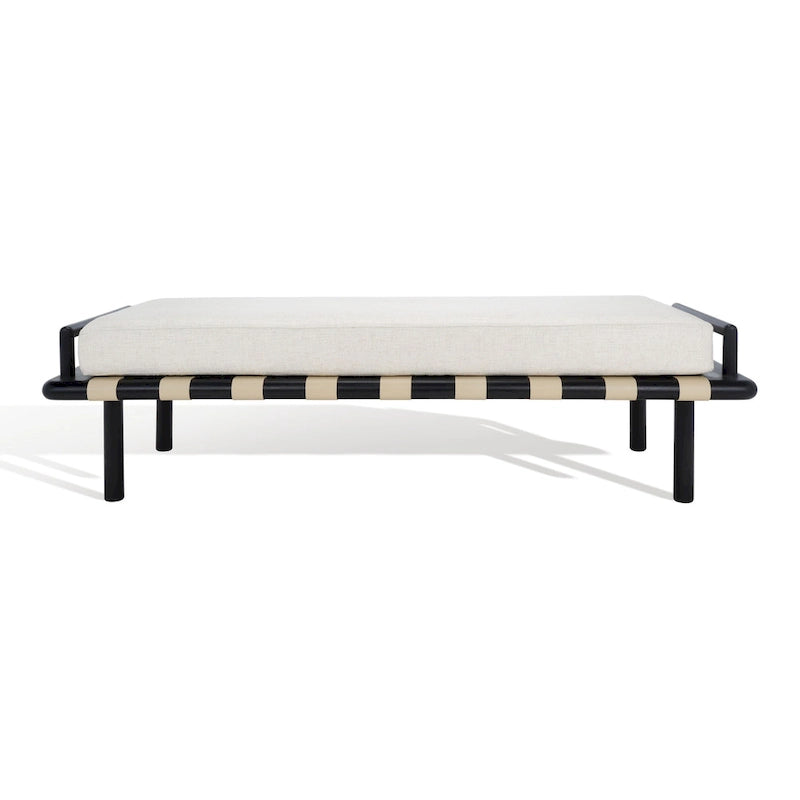 Sitzbank aus Teakholz mit Outdoor-Sitzkissen, 70 x 26 x 19 Inches