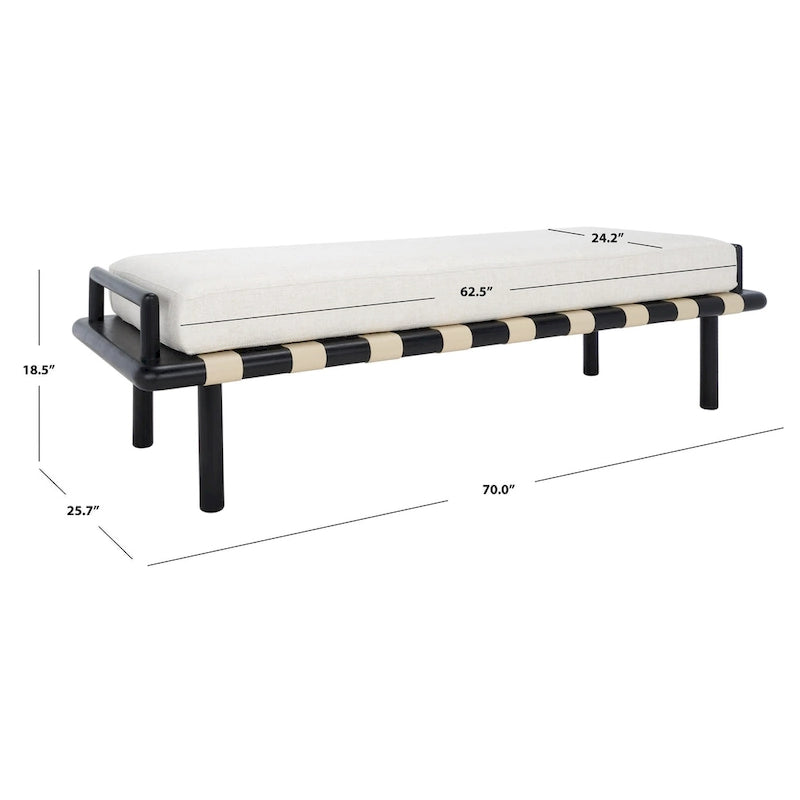 Sitzbank aus Teakholz mit Outdoor-Sitzkissen, 70 x 26 x 19 Inches