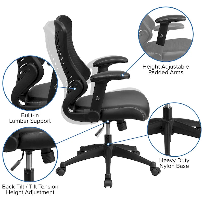 High Back Ergonomic Executive Swivel Office Chair with Adjustable Arms