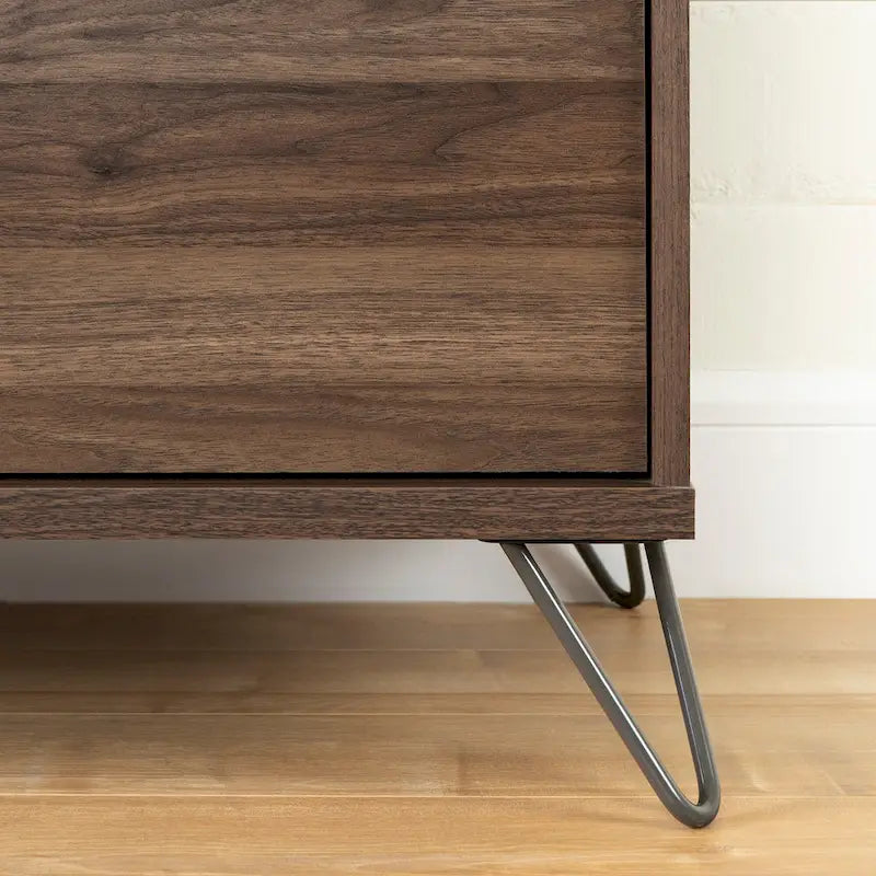 Scandinavian Style 5-Drawer Bedroom Chest in Natural Walnut and Charcoal