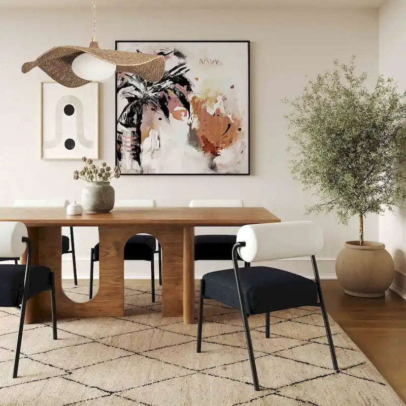 Rectangular Dining Table with Walnut Veneer Surface, 92 x 39.3 x 30 Inches, Seats 8