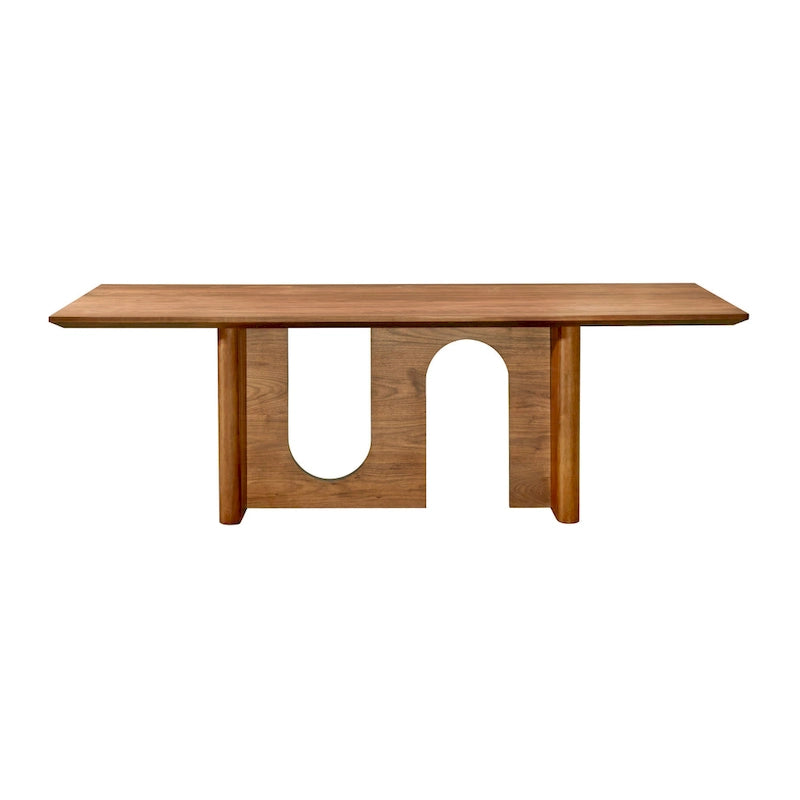 Rectangular Dining Table with Walnut Veneer Surface, 92 x 39.3 x 30 Inches, Seats 8