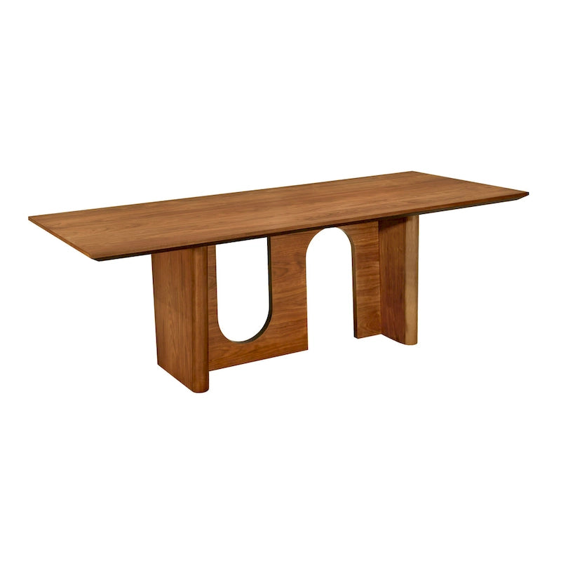 Rectangular Dining Table with Walnut Veneer Surface, 92 x 39.3 x 30 Inches, Seats 8