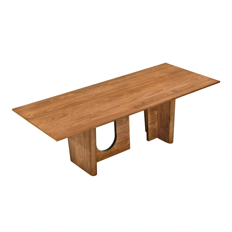 Rectangular Dining Table with Walnut Veneer Surface, 92 x 39.3 x 30 Inches, Seats 8