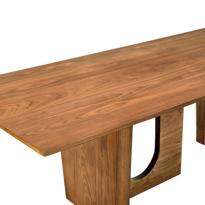 Rectangular Dining Table with Walnut Veneer Surface, 92 x 39.3 x 30 Inches, Seats 8