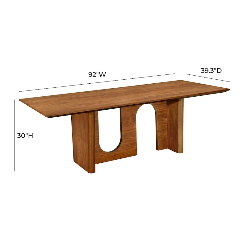 Rectangular Dining Table with Walnut Veneer Surface, 92 x 39.3 x 30 Inches, Seats 8
