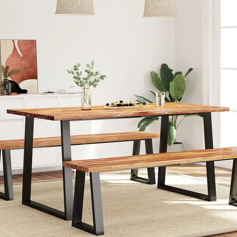 Live Edge Solid Acacia Wood Dining Table, 78.7 x 35.4 x 29.5 Inches
