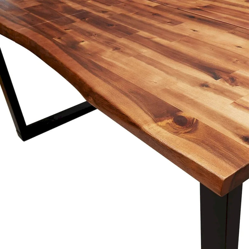 Live Edge Solid Acacia Wood Dining Table, 78.7 x 35.4 x 29.5 Inches