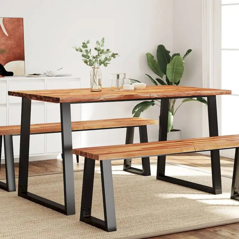 Live Edge Solid Acacia Wood Dining Table, 78.7 x 35.4 x 29.5 Inches