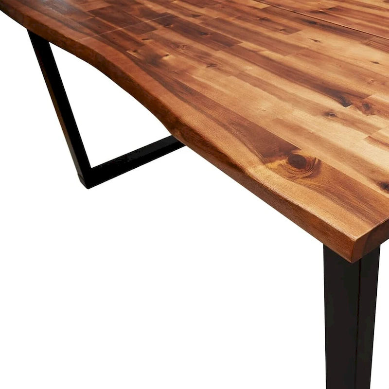 Live Edge Solid Acacia Wood Dining Table, 78.7 x 35.4 x 29.5 Inches
