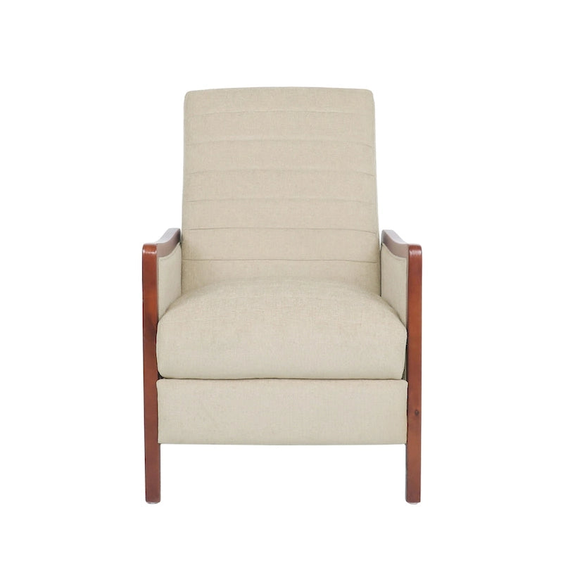Mid-Century Modern Fabric Channel Stitch Pushback Recliner Chair