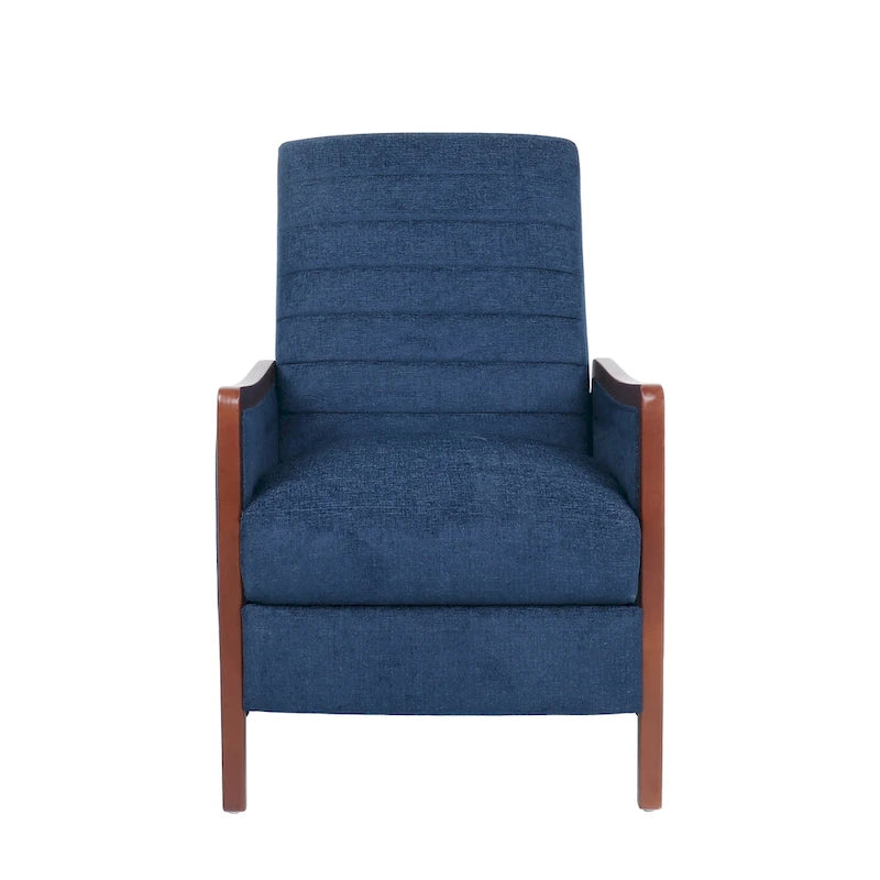 Mid-Century Modern Fabric Channel Stitch Pushback Recliner Chair