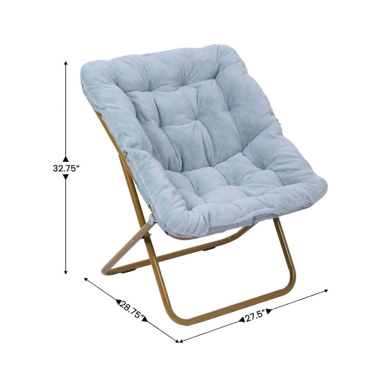 Oversized Folding Upholstered Saucer Chair with Ottoman, No Assembly Required
