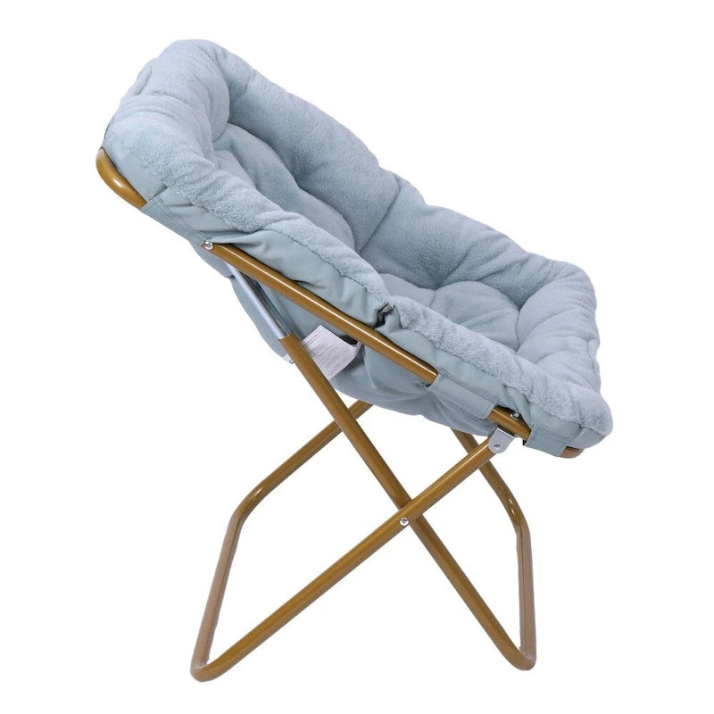Oversized Folding Upholstered Saucer Chair with Ottoman, No Assembly Required