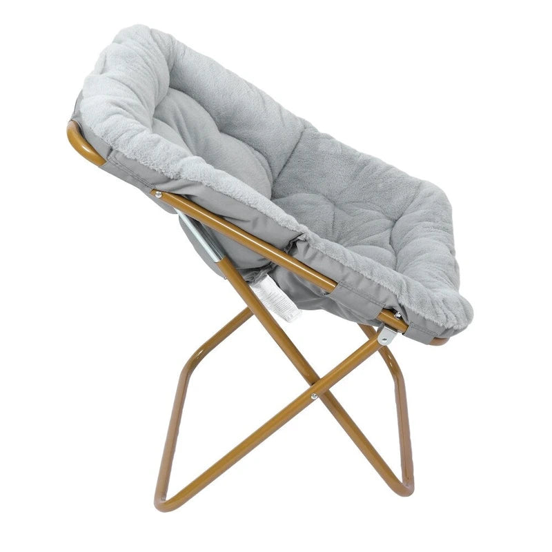 Oversized Folding Upholstered Saucer Chair with Ottoman, No Assembly Required