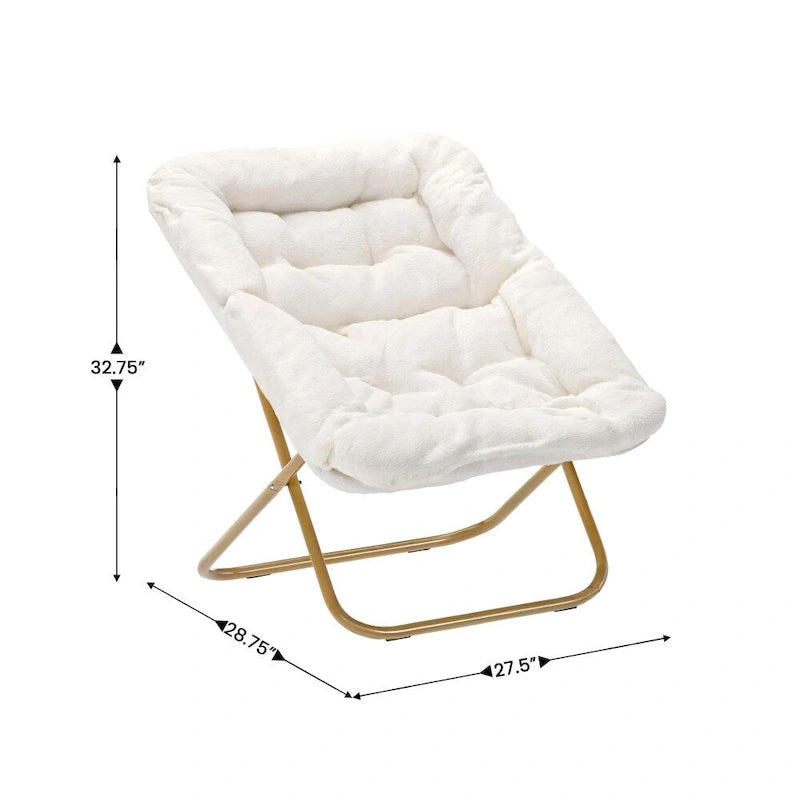 Oversized Folding Upholstered Saucer Chair with Ottoman, No Assembly Required