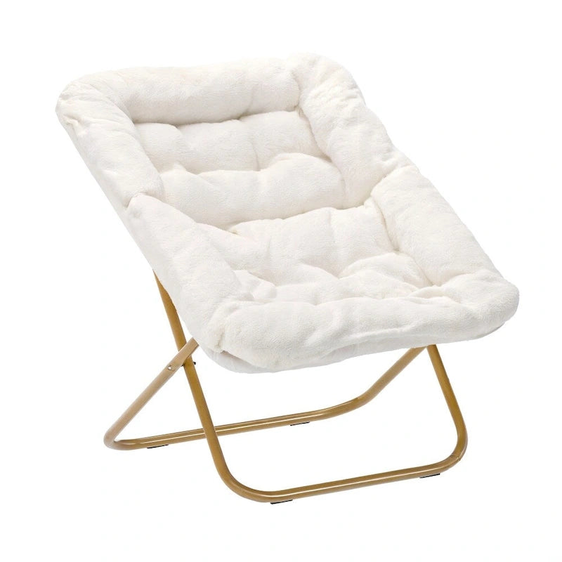 Oversized Folding Upholstered Saucer Chair with Ottoman, No Assembly Required