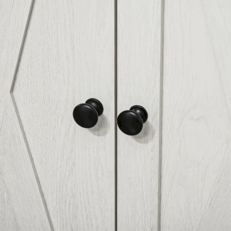 Landhaus-Akzentschrank mit Scheunentüren, Doppeltüren und Schublade, Weiß