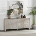 Hand-Carved Mango Wood Sideboard with 4 Doors and Adjustable Shelves