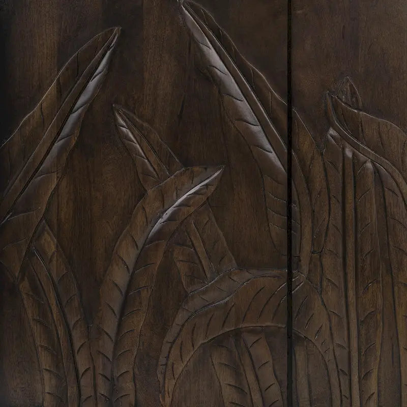 Hand-Carved Mango Wood Sideboard with 4 Doors and Adjustable Shelves