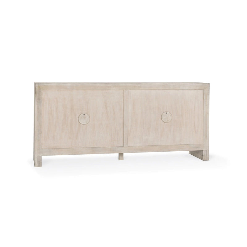 Hand-Carved Mango Wood Sideboard with 4 Doors and Adjustable Shelves