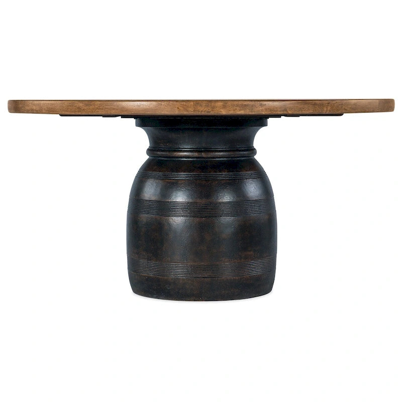 Round Dining Table with Hickory Veneer Top, 60 x 60 x 30.5 Inches, Seats up to 6