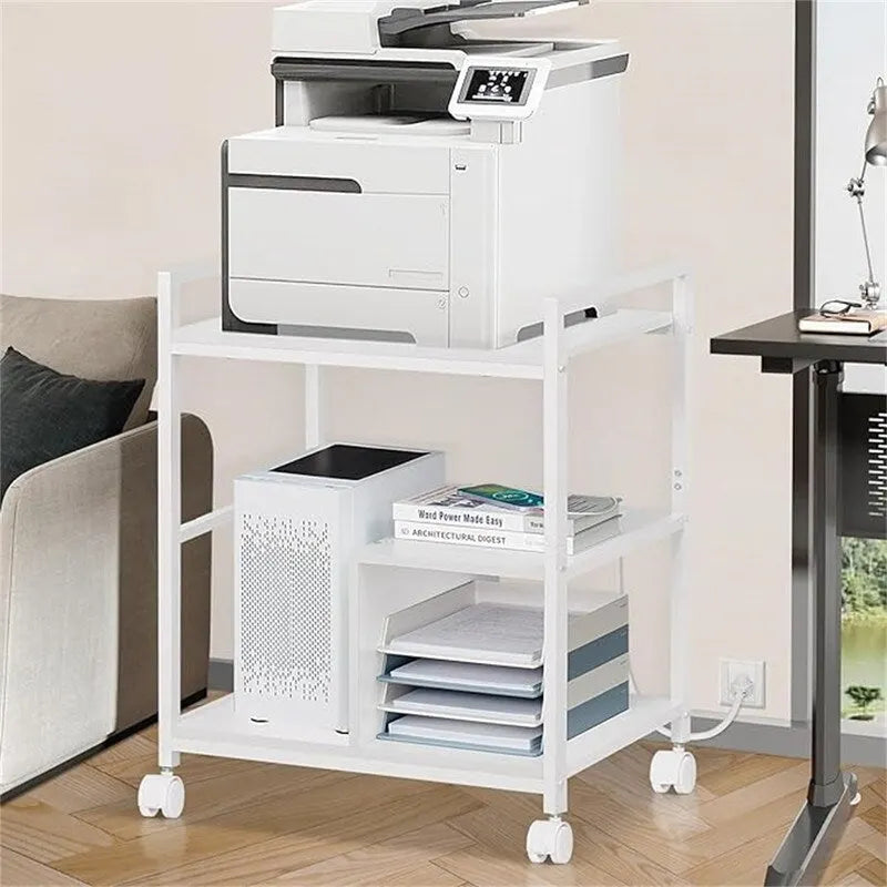3-Tier Printer Stand with Charging Station and USB Ports