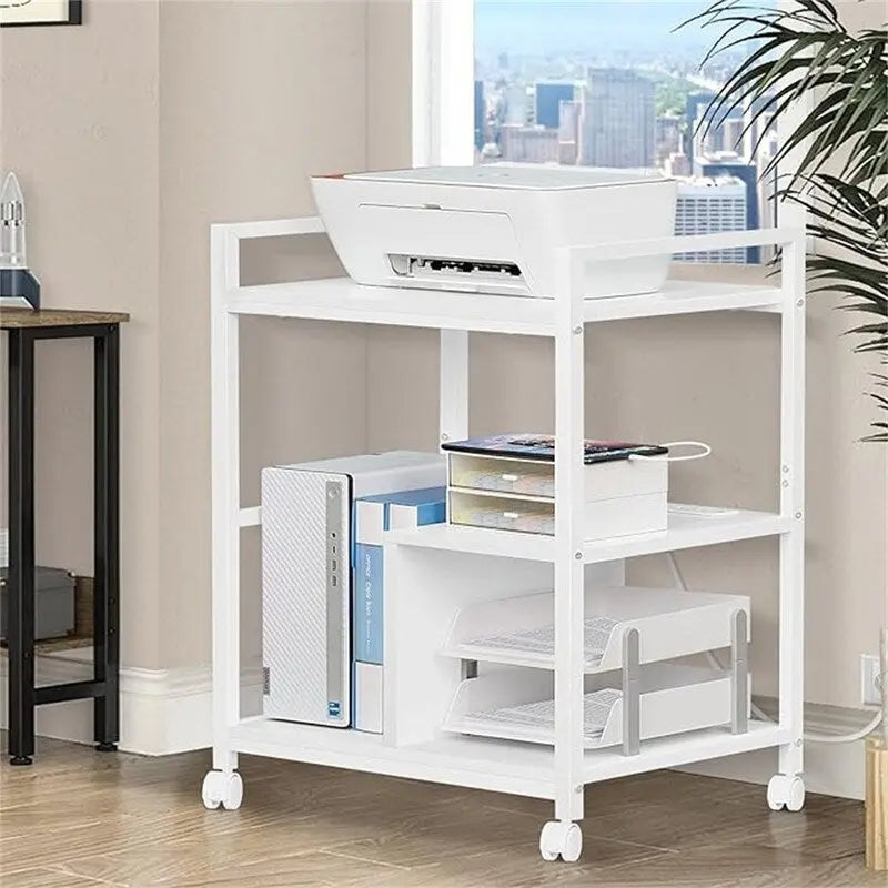 3-Tier Printer Stand with Charging Station and USB Ports