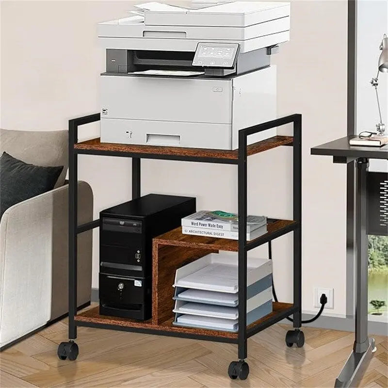 3-Tier Printer Stand with Charging Station and USB Ports