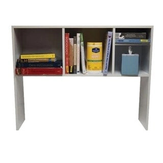 White Wood Cube Desk with Open Bookshelf Storage