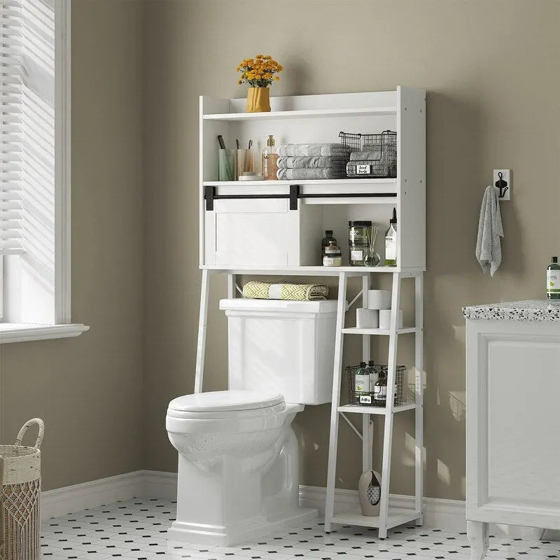 Over-the-Toilet Storage Cabinet with Toilet Paper Holder, 11.81 x 32.49 x 60.63 Inches