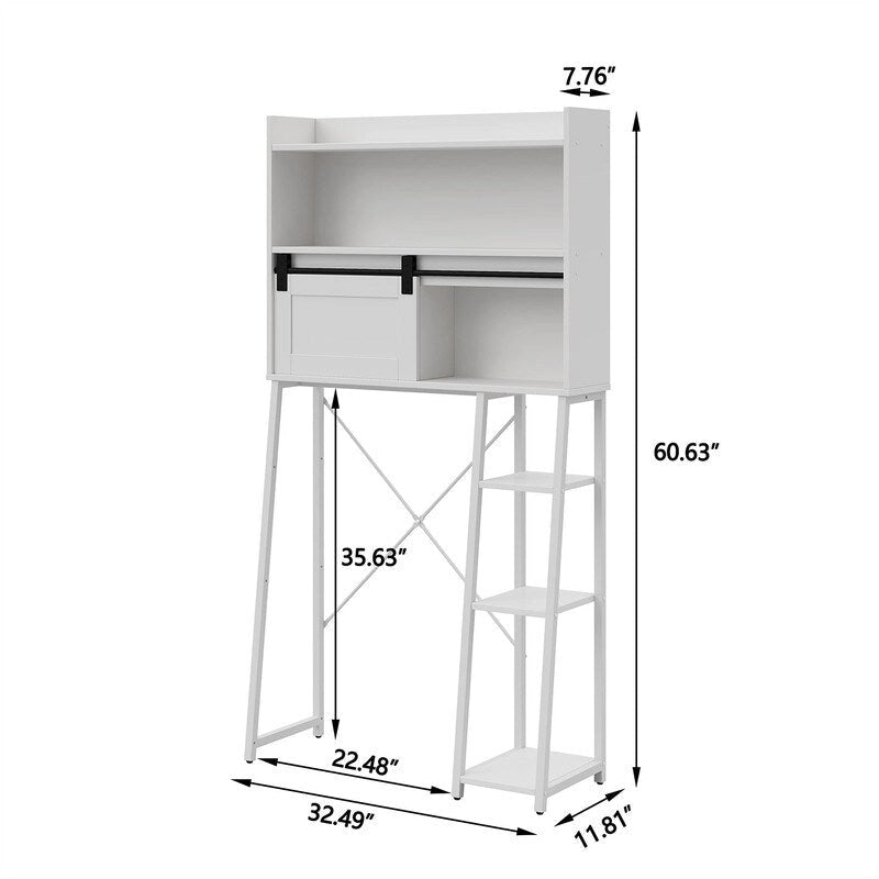 Over-the-Toilet Storage Cabinet with Toilet Paper Holder, 11.81 x 32.49 x 60.63 Inches
