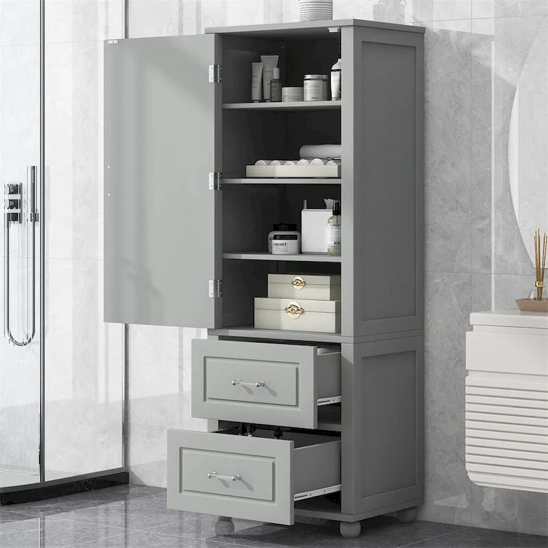 Tall Freestanding Bathroom Storage Cabinet with 2 Drawers
