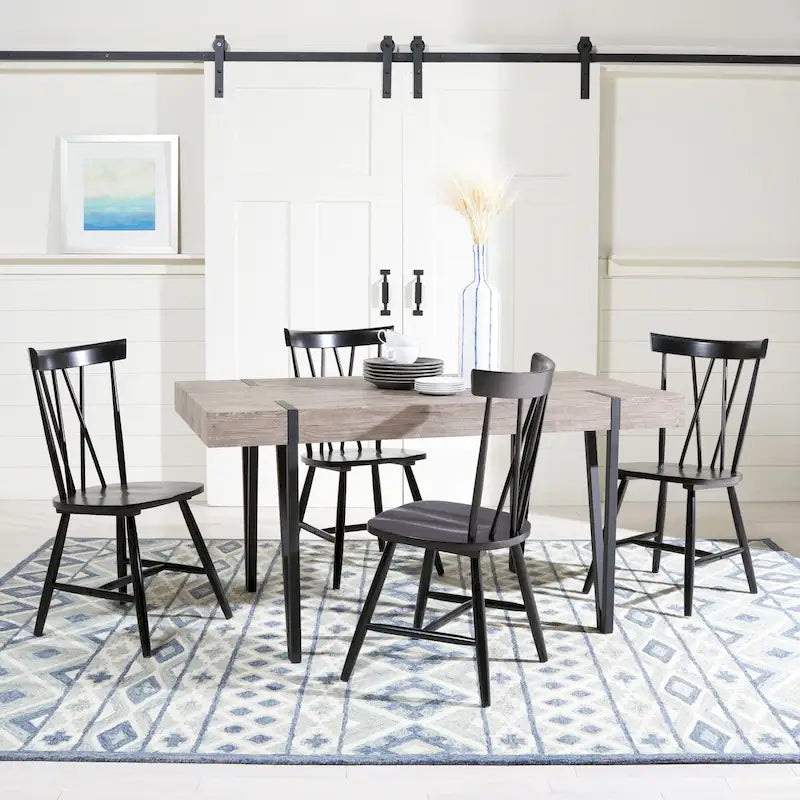 Mid-Century Industrial Rustic Dining Table, 59 x 35 x 30 Inches