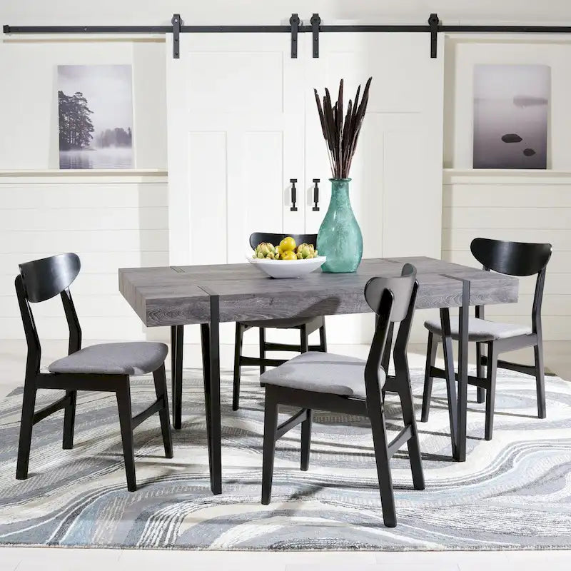 Mid-Century Industrial Rustic Dining Table, 59 x 35 x 30 Inches