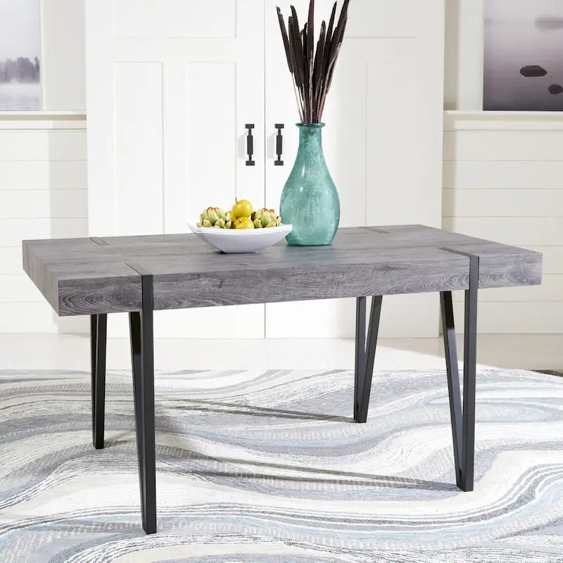 Mid-Century Industrial Rustic Dining Table, 59 x 35 x 30 Inches