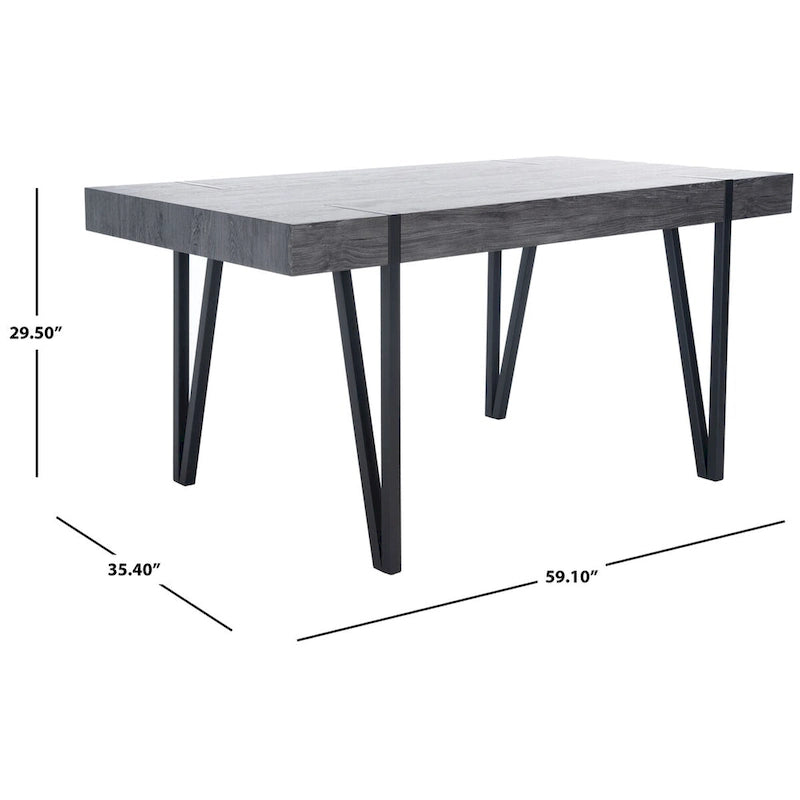 Mid-Century Industrial Rustic Dining Table, 59 x 35 x 30 Inches