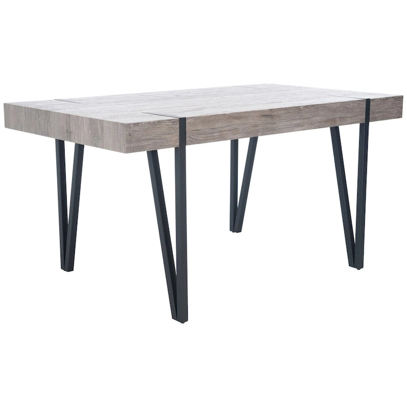 Mid-Century Industrial Rustic Dining Table, 59 x 35 x 30 Inches